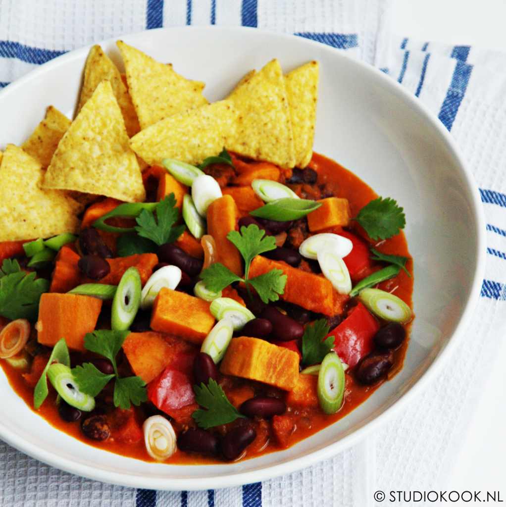 chili sin carne met zoete aardappel