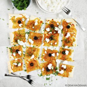 vegetarische pissaladière hapjes